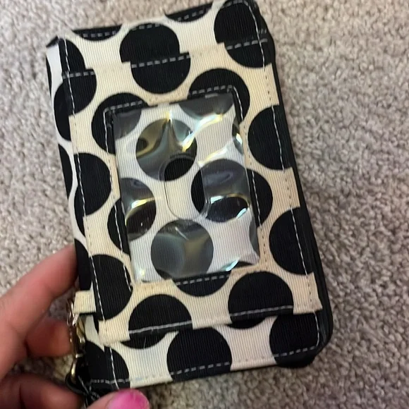Polka dot black and white bag with wallet - Picture 6 of 8